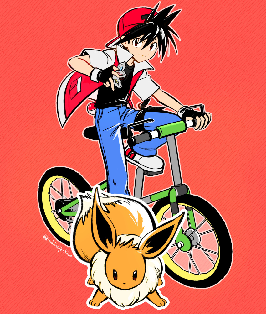 1boy, absurdres, animal_ears, artist_name, backwards_hat, bicycle, black_dress, black_hair