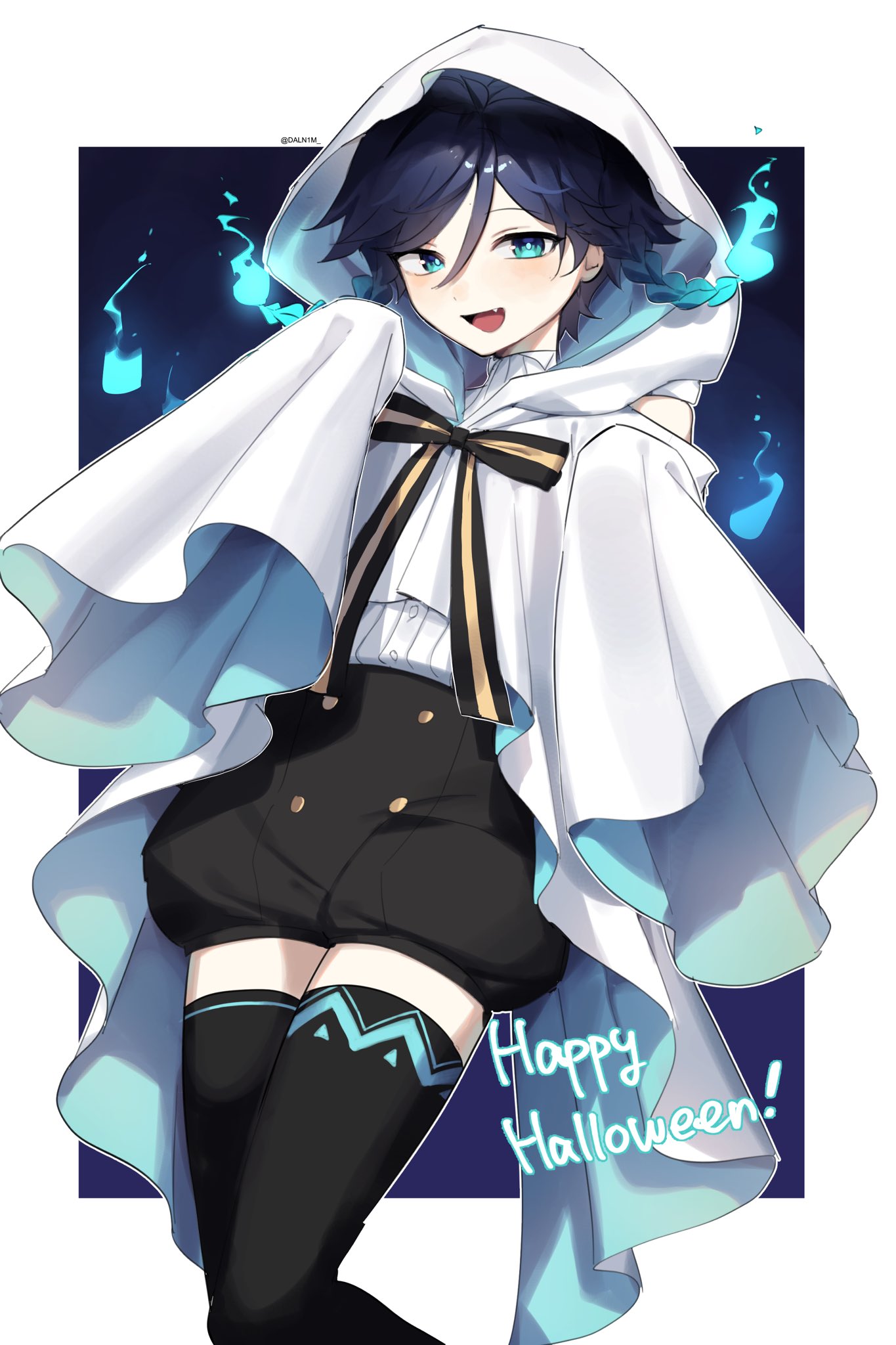 1boy, aqua_eyes, baggy_shorts, black_background, black_bow, black_bowtie, black_hair, black_shorts