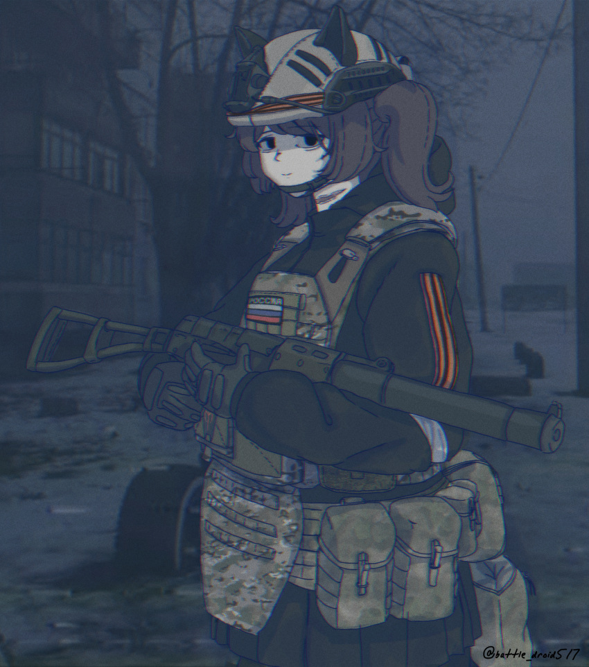 1girl, animal_ears, apartment, as_val, assault_rifle, b1-517, black_eyes, black_hair