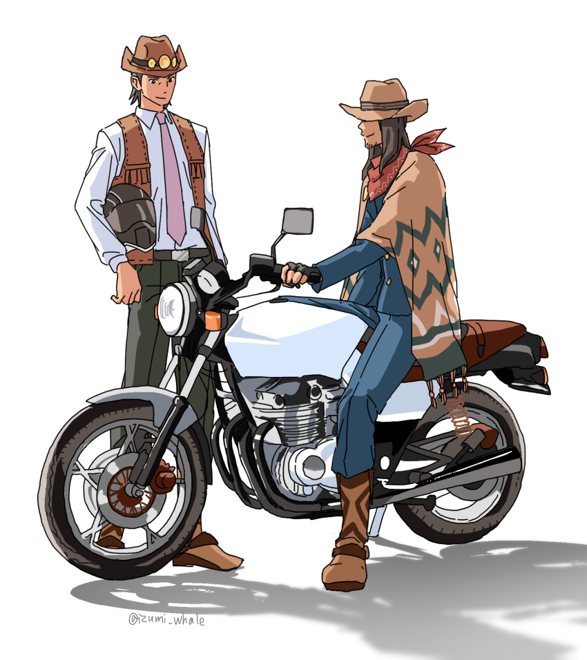 2boys, ace_attorney, bandana, black_hair, black_pants, blue_pants, blue_shirt, brothers