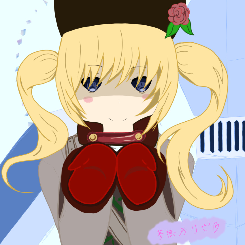 1girl, black_sclera, blonde_hair, blue_eyes, colored_sclera, gloves, grimms_echoes, highres