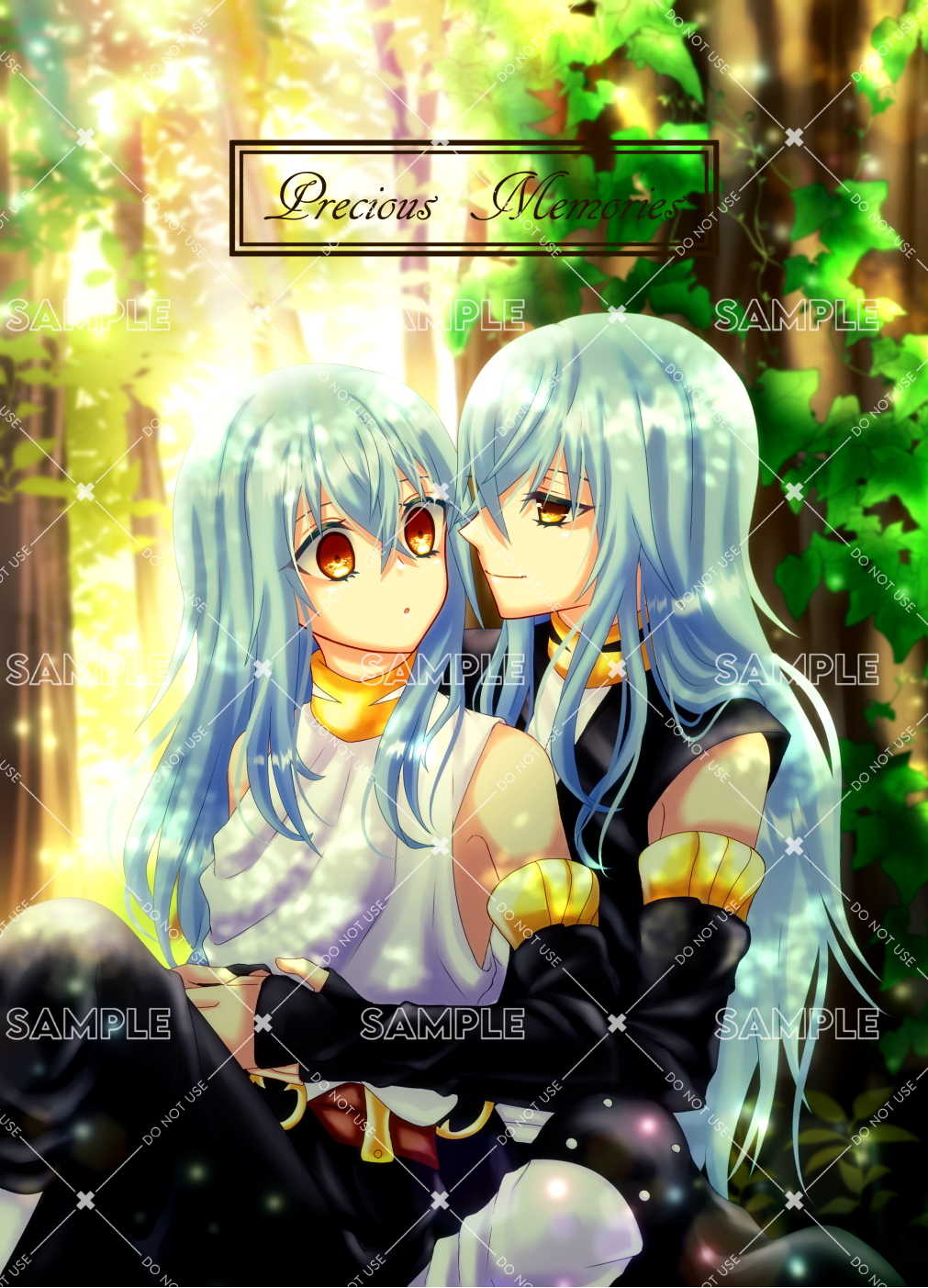 2others, black_pants, black_shirt, black_sleeves, blue_hair, ciel_(tensei_shitara_slime_datta_ken), detached_sleeves, gold_choker