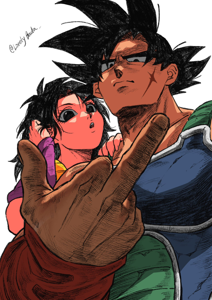 1boy, 1girl, adam's_apple, adjusting_hair, arm_warmers, armor, backlighting, bardock