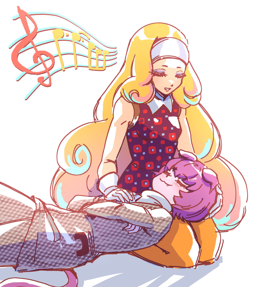 1boy, 1girl, :3, absurdres, animal_ears, blonde_hair, closed_eyes, crossed_arms