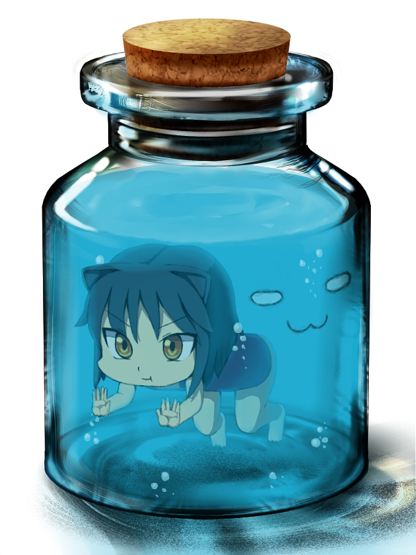 :3, :t, animal_ears, arcana_heart, black_hair, bottle, bottle_meme_(pixiv), cat_ears