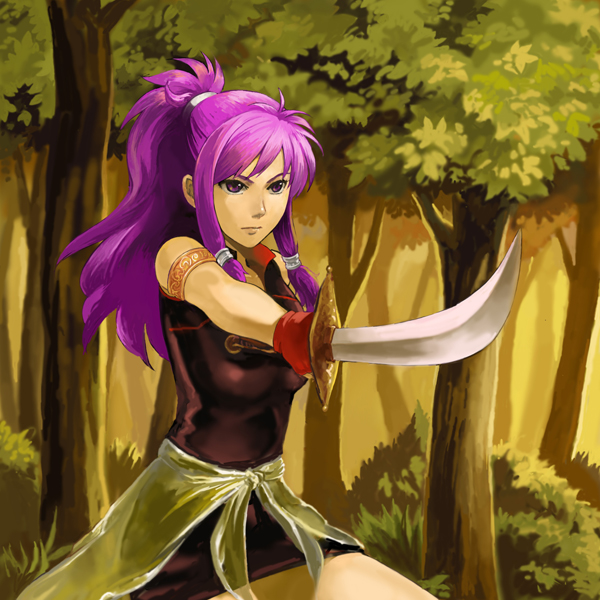 fingerless_gloves, fire_emblem, fire_emblem:_seima_no_kouseki, fire_emblem_sacred_stones, forest, gloves, long_hair, marica_(fire_emblem)