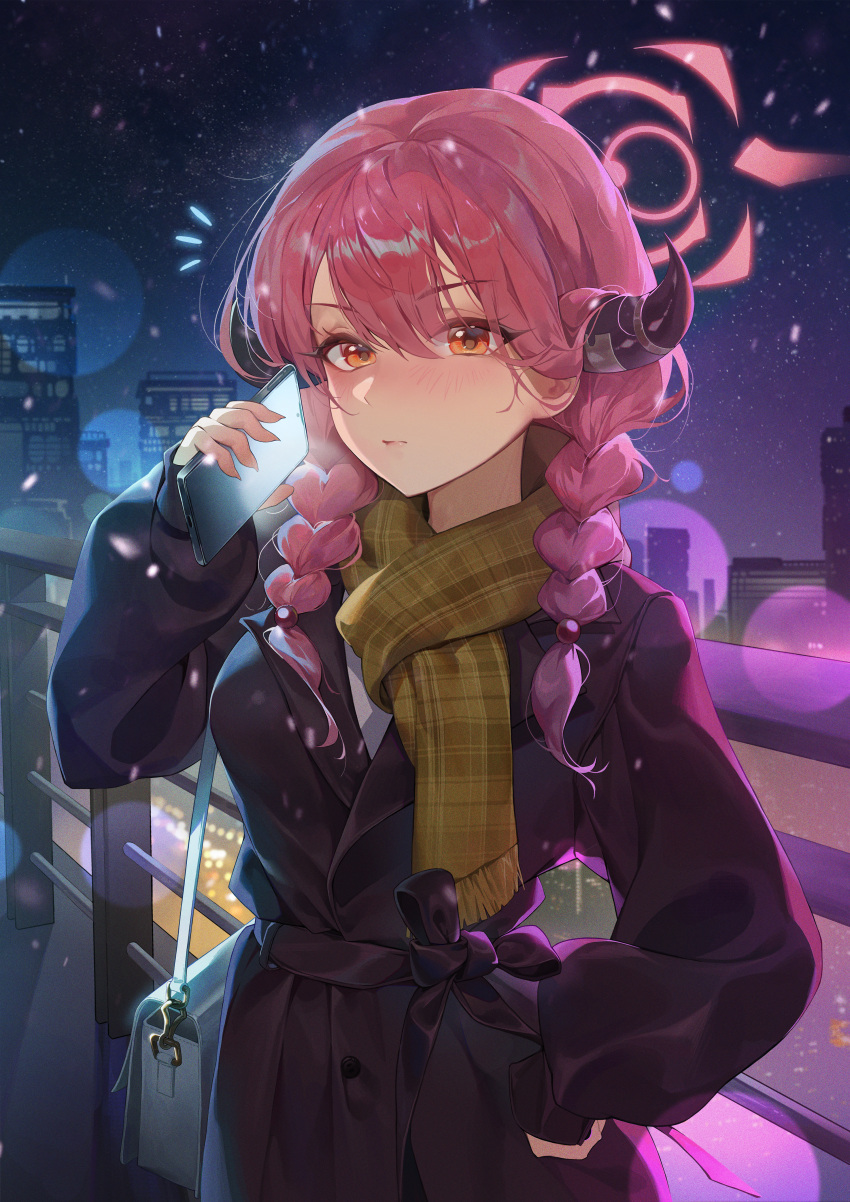 absurdres, alternate_costume, aru_(blue_archive), bag, beads, blue_archive, braid, breasts