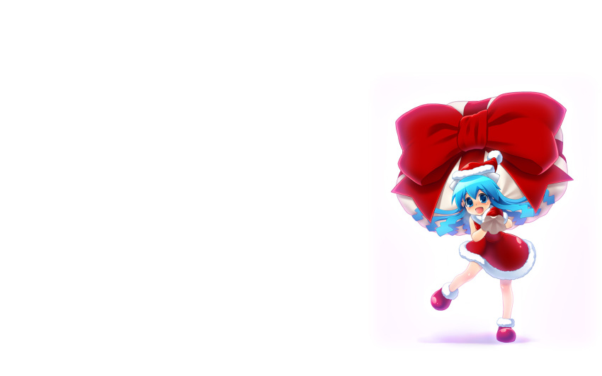 christmas, gloves, hat, ikamusume, kouya_(toys_robot), ribbons, shinryaku!_ikamusume, white