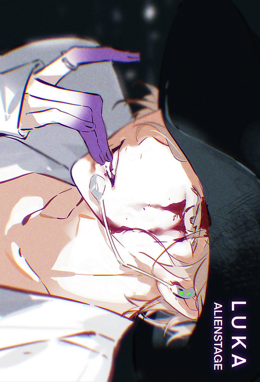 1boy, alien_stage, biting_own_finger, black_hat, blonde_hair, character_name, chinese_commentary, colored_extremities