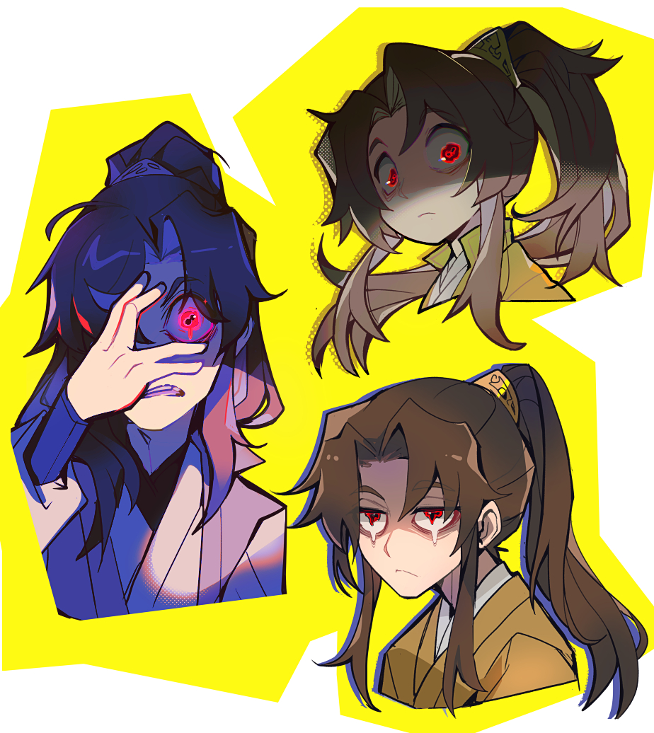 1boy, brown_hair, chang_geng, chinese_clothes, crying, crying_with_eyes_open, english_commentary, frown