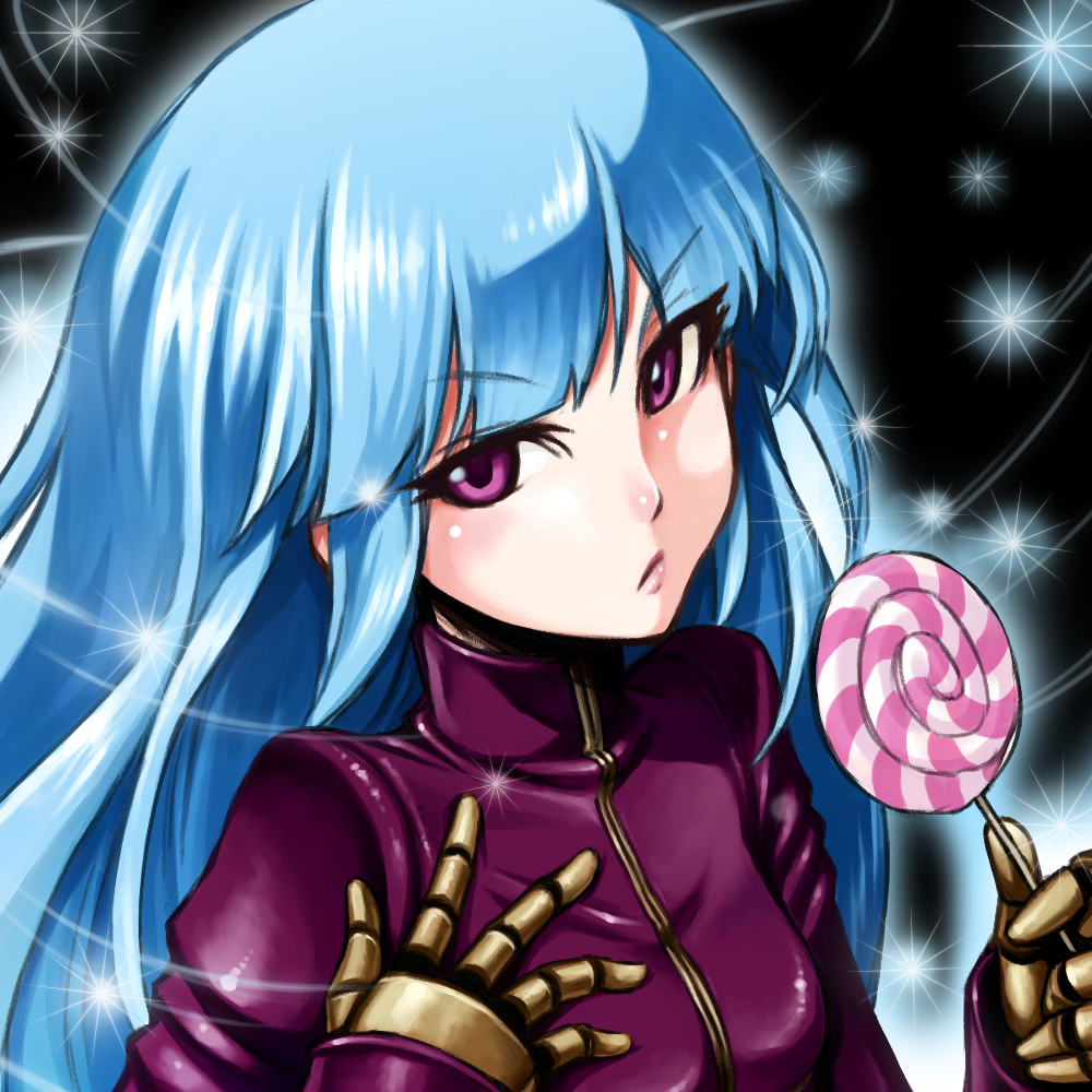 aqua_hair, candy, gloves, hayashi_keita, king_of_fighters, kula_diamond, lollipop, long_hair