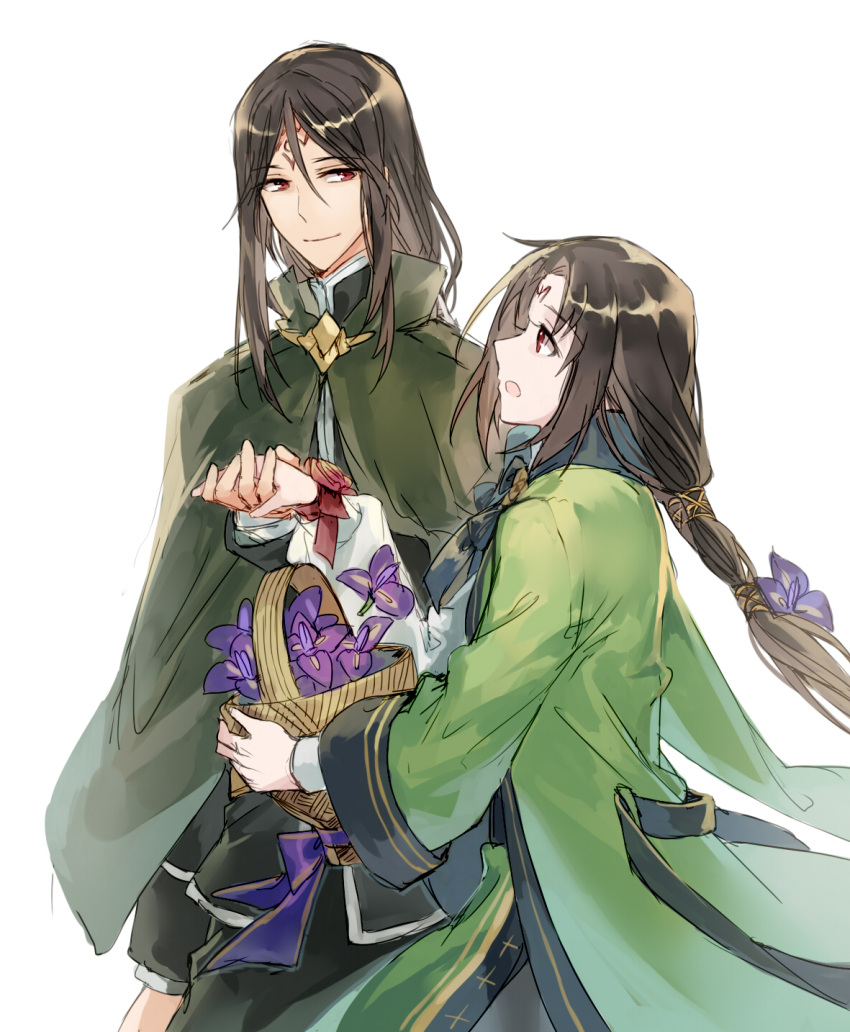2boys, basket, black_hair, coat, commentary_request, facial_mark, fire_emblem, fire_emblem:_path_of_radiance