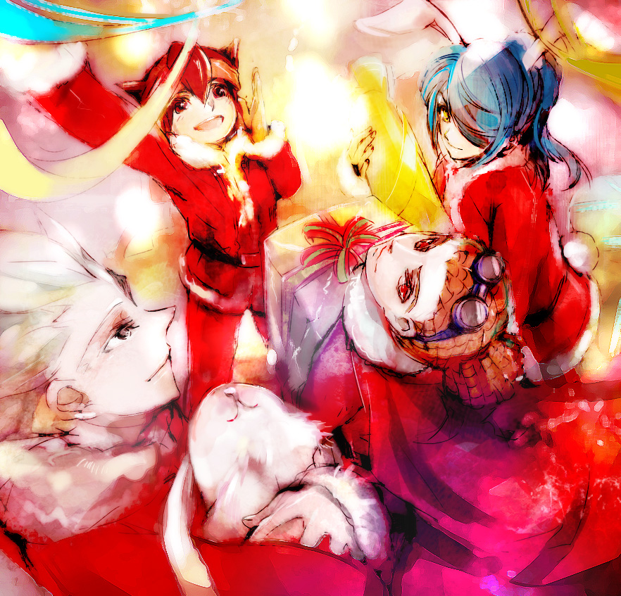 4boys, character_request, christmas, endou_mamoru, gift, goggles, gouenji_shuuya, inazuma_eleven