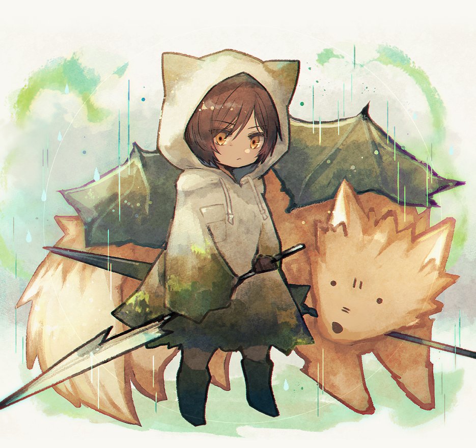 1girl, brown_eyes, brown_hair, closed_mouth, coat, drifting_fox, e.g.o_(project_moon), fox