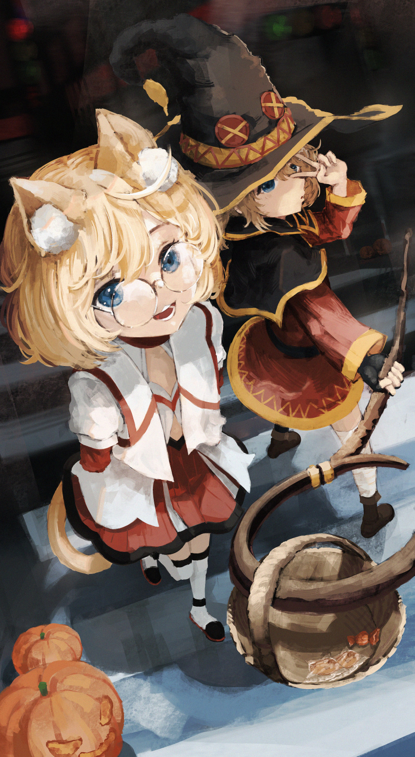 1girl, 2girls, absurdres, animal_ear_fluff, animal_ears, bandaged_leg, bandages, belt