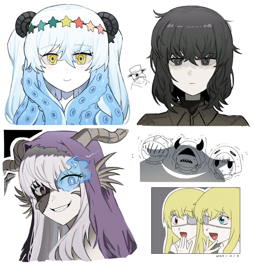 2boys, 5girls, absurdres, asdf1211950, black_eyes, black_hair, black_souls, black_souls_2
