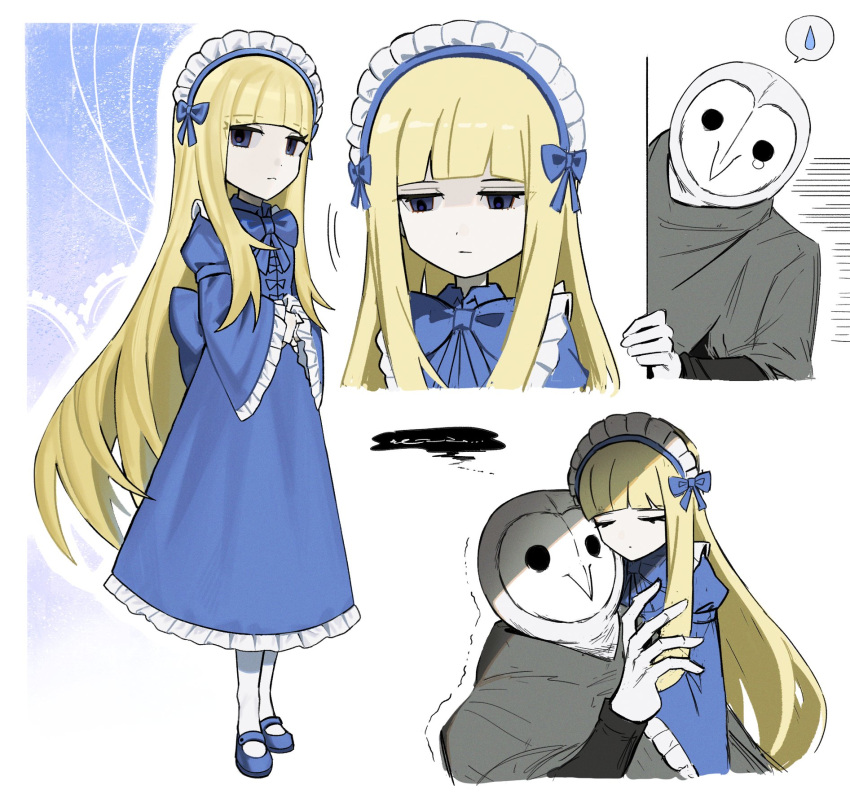 1boy, 1girl, alice_(black_souls), animal_head, asdf1211950, back_bow, black_souls, black_souls_2