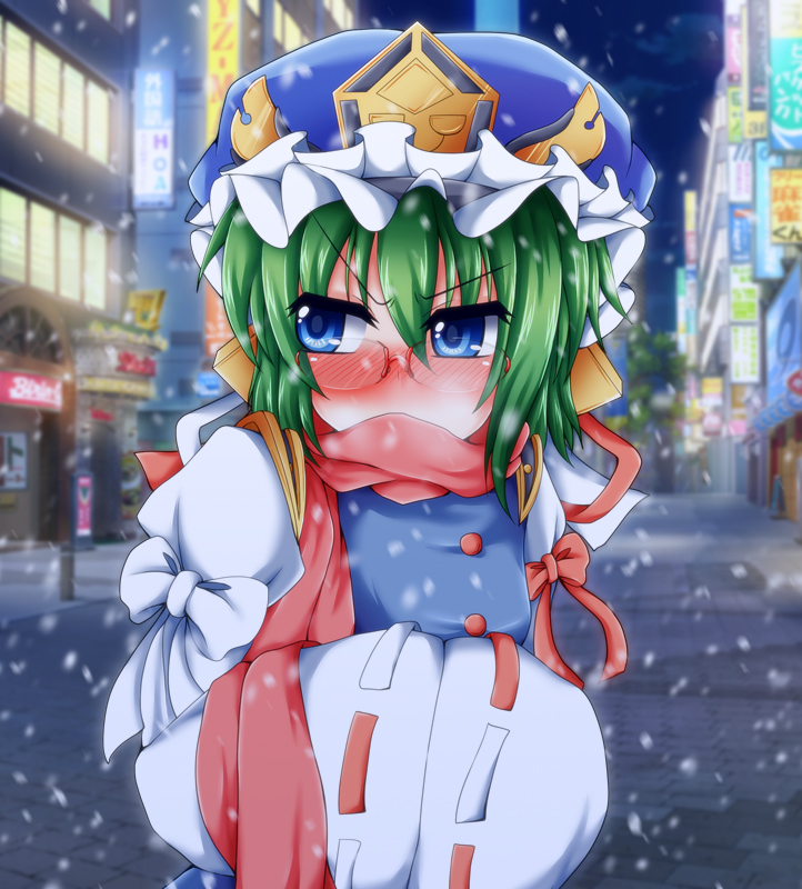 bespectacled, blue_eyes, fushinsya_ikue, glasses, ikue_fuuji, scarf, shikieiki_yamaxanadu, snow