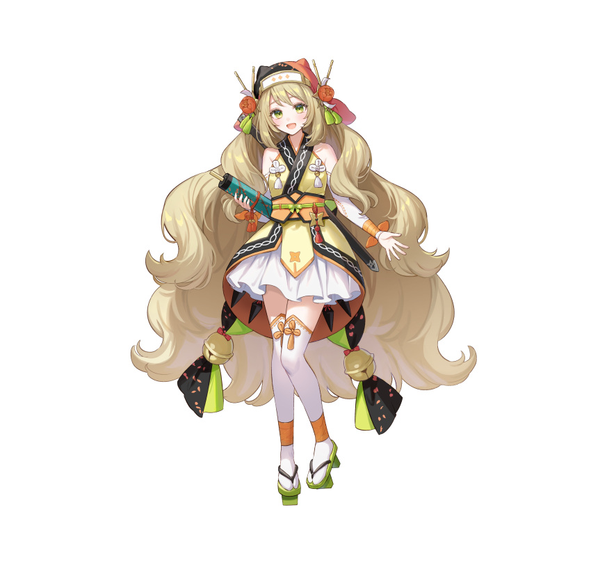 1girl, absurdres, ankle_wrap, bare_shoulders, bell, blonde_hair, bow, celine_(fire_emblem)