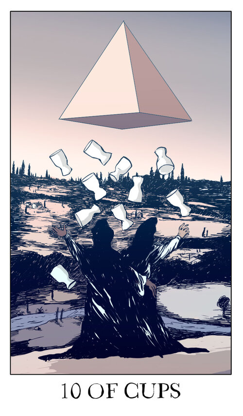 black_cloak, border, card_(medium), cloak, cup, dark_skin, english_text, floating