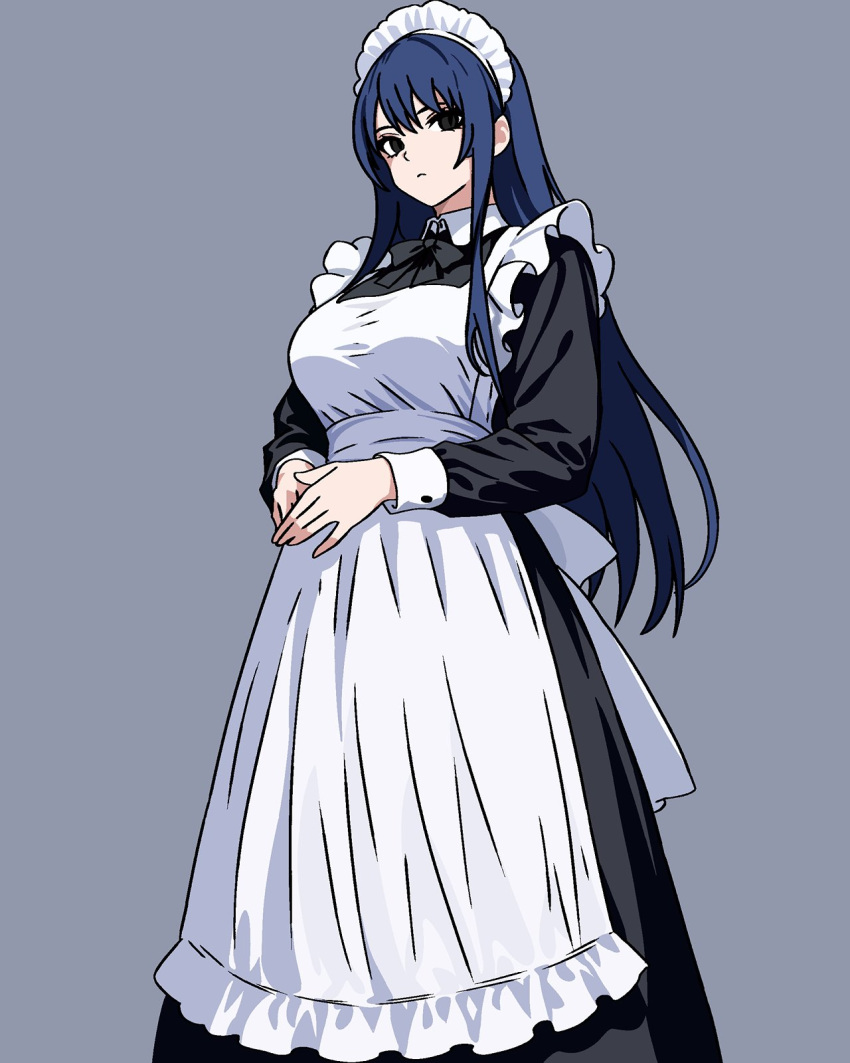 1girl, apron, becauseimajinx, black_bow, black_bowtie, black_dress, black_eyes, bow