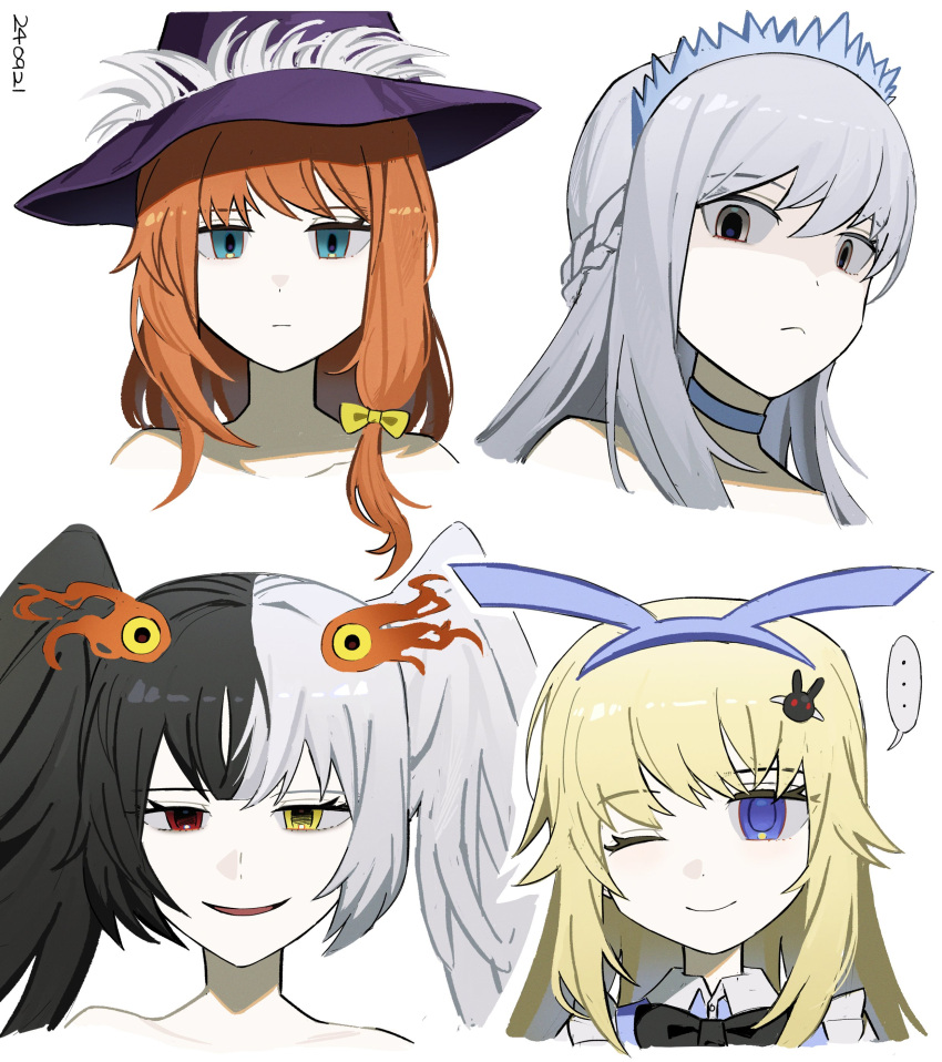 4girls, absurdres, alice_(black_souls), asdf1211950, black_bow, black_bowtie, black_hair, black_souls
