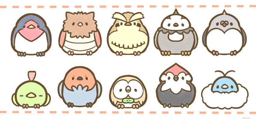 773mimisuke, animal_focus, artist_name, bird, black_eyes, chibi, chibi_only, closed_mouth