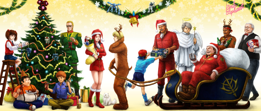 6+boys, alfred_izuruha, andy_strauss, angel_wings, animal_costume, antlers, backwards_hat, ball_(gundam)