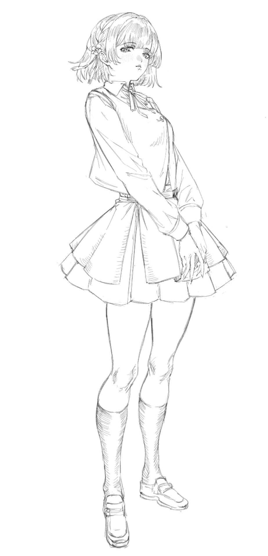 1girl, blunt_bangs, braid, chinese_text, closed_mouth, collared_shirt, crown_braid, facing_up