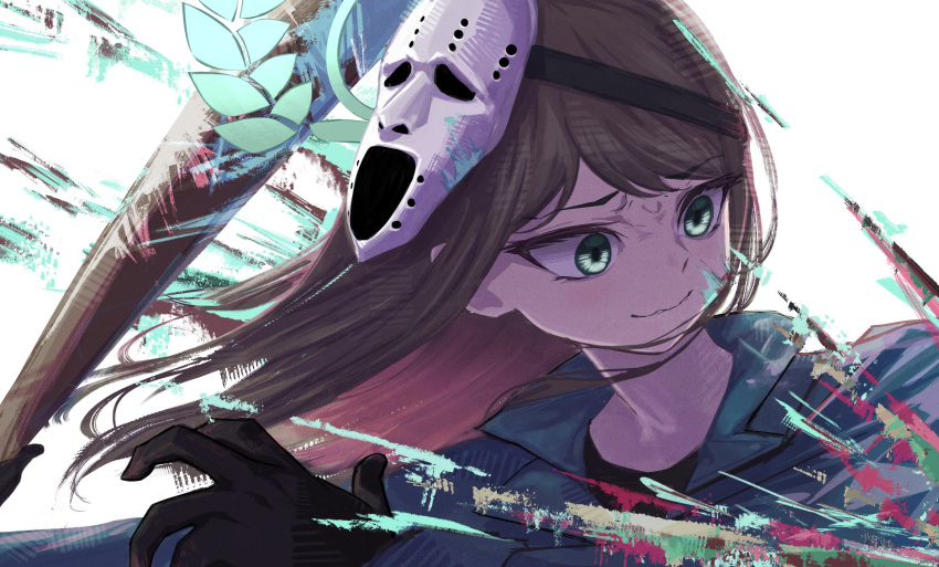 1girl, ahiru_(ahahahahiru), airi_(blue_archive), airi_(halloween)_(blue_archive), baseball_bat, black_gloves, black_shirt, blue_archive