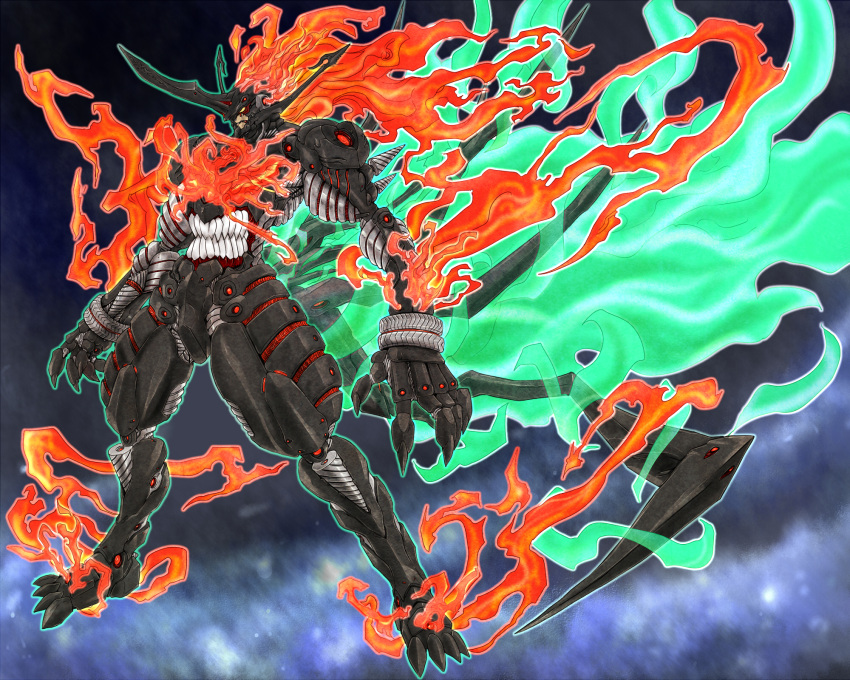 fire, green_fire, highres, lazengann, ledjoker07, no_humans, tengen_toppa_gurren-lagann, tengen_toppa_gurren_lagann