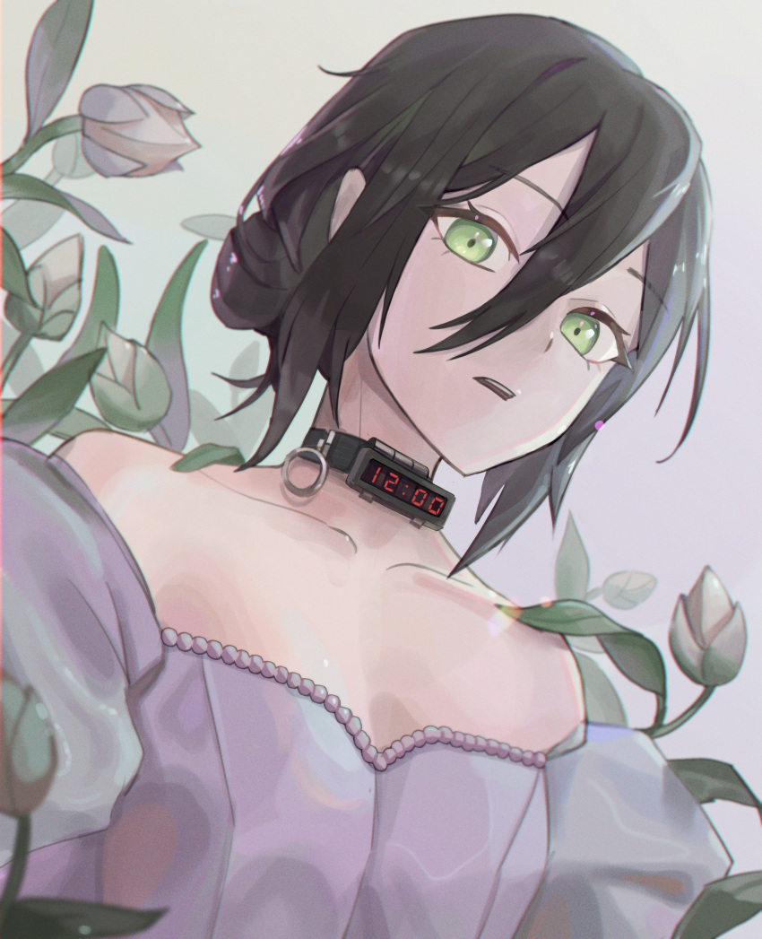 1girl, absurdres, alternate_costume, black_hair, breasts, chainsaw_man, civiliron, collar