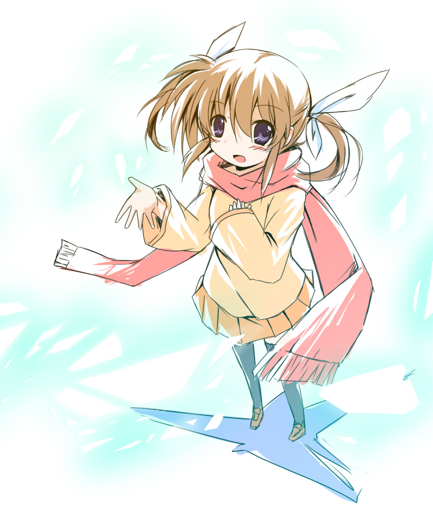 brown_hair, highres, kirara-sakura, long_hair, lyrical_nanoha, mahou_shoujo_lyrical_nanoha, perspective, scarf