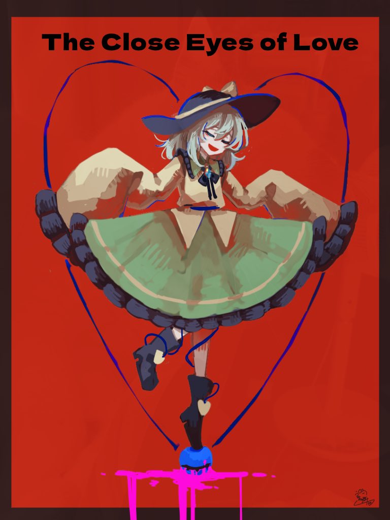 1girl, :d, black_border, black_bow, black_footwear, black_hat, blood, blouse