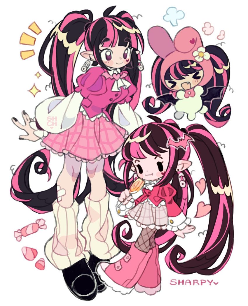 >_<, 1girl, ahoge, animal_ears, animal_hat, ascot, bat_hair_ornament, bat_wings