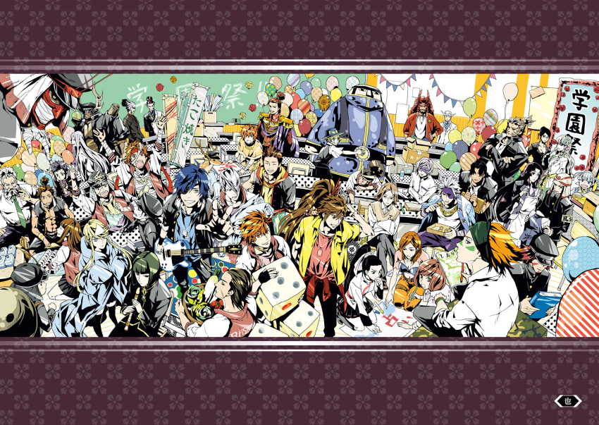 1other, 6+boys, 6+girls, :o, akechi_mitsuhide_(sengoku_basara), artist_request, ashikaga_yoshiteru_(sengoku_basara), azai_nagamasa_(sengoku_basara)