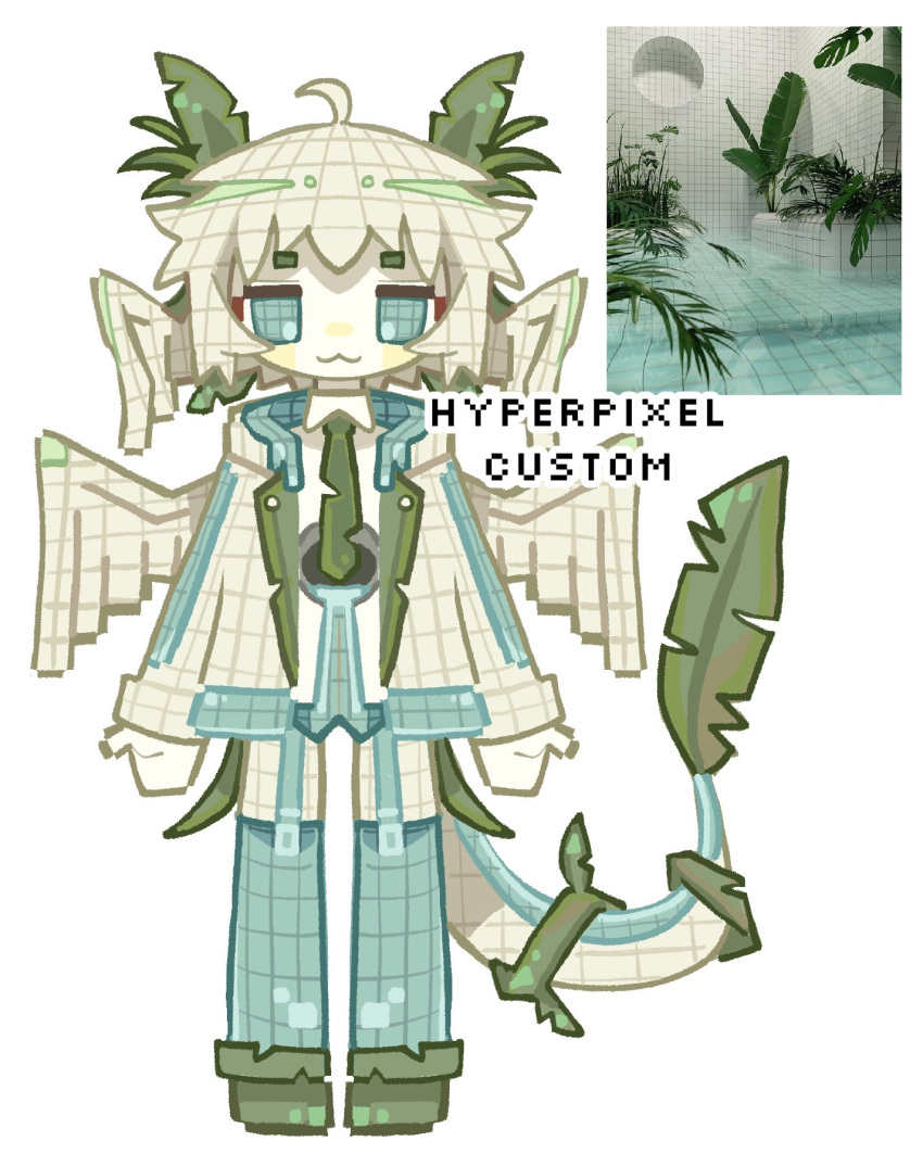 1other, :3, ahoge, backrooms_(creepypasta), blue_thighhighs, closed_mouth, colored_skin, full_body