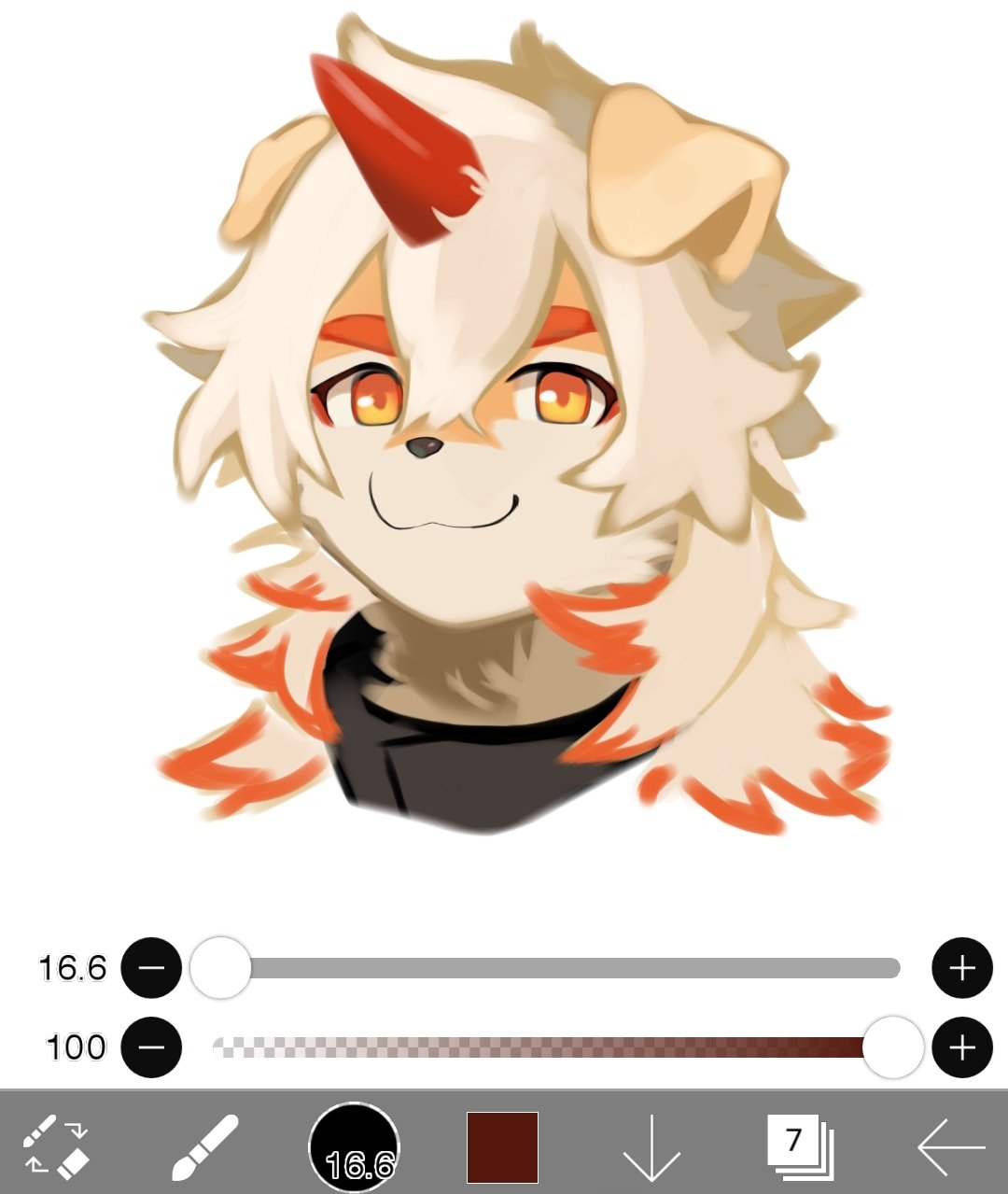 1boy, apizbau, arknights, art_program_in_frame, colored_tips, furry, furry_male, head_only