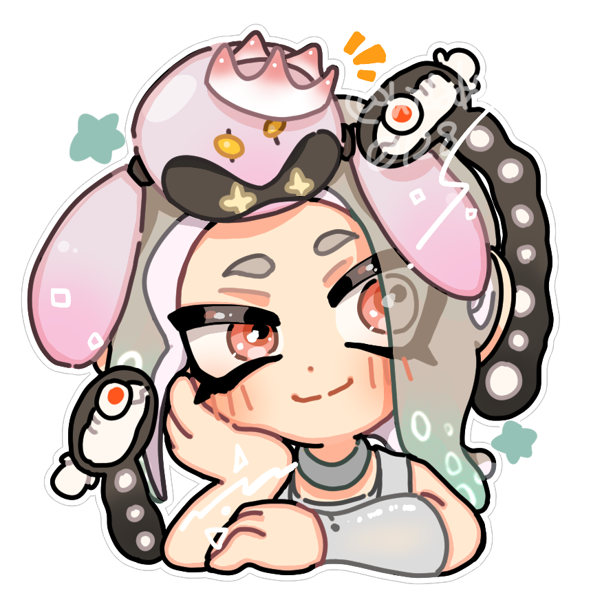 1girl, agent_8_(splatoon), closed_mouth, crown, dot_nose, drone, grey_hair, hidaka0128