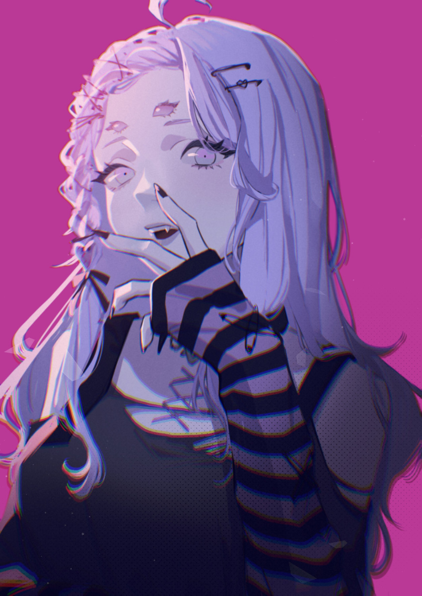 absurdres, amiya_aranha, amiya_aranha_(2nd_costume), black_nails, breasts, chromatic_aberration, commission, cowlick