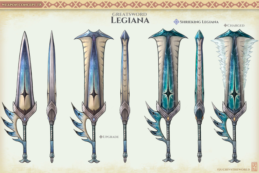 absurdres, artist_name, character_name, concept_art, english_text, gem, gradient_background, greatsword