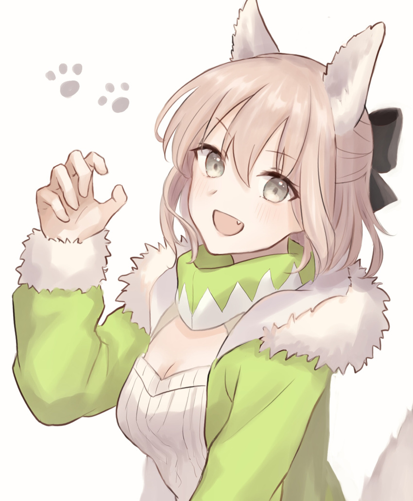 1girl, animal_ears, black_bow, blonde_hair, blush, bow, breasts, commentary_request