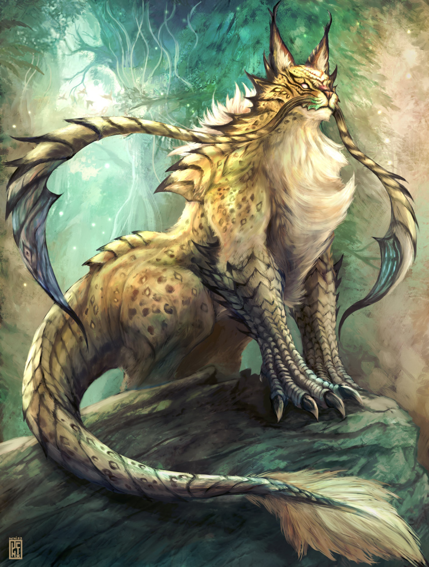 absurdres, animal_focus, bird, blank_eyes, cat, closed_mouth, coeurl_(final_fantasy), final_fantasy