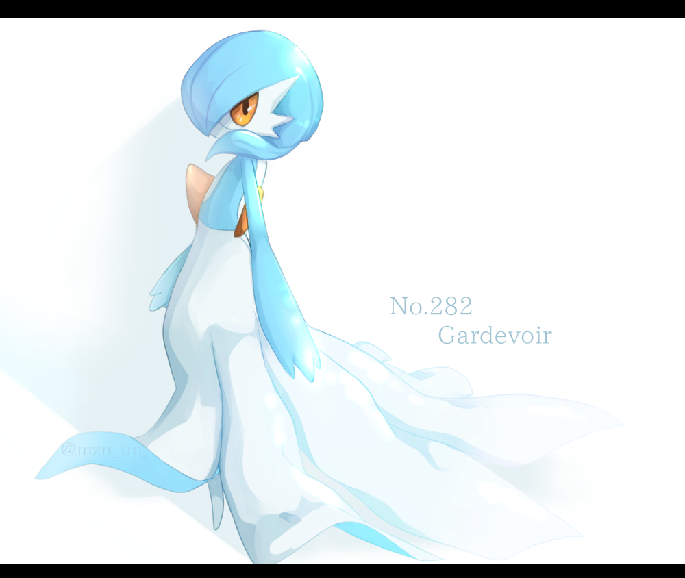 alternate_color, blue_hair, blue_skin, bob_cut, character_name, colored_skin, dress, gardevoir