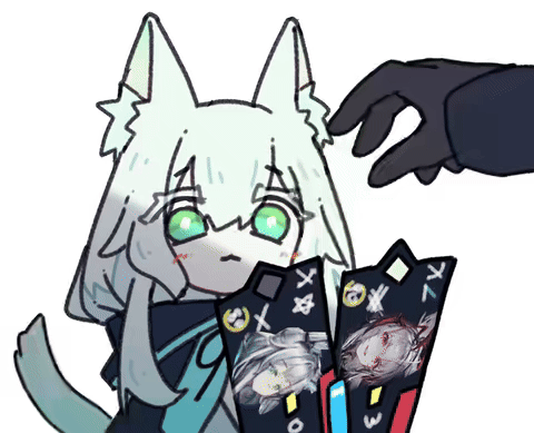 1boy, 1girl, animated_gif, arknights, cat_ears, headpat, rosmontis_(arknights)