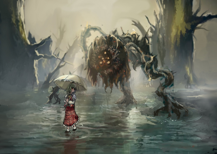 1girl, crossover, elden_ring, elden_ring:_shadow_of_the_erdtree, green_hair, hashtag-only_commentary, highres, holding