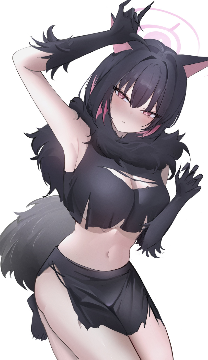 1girl, absurdres, after-school_sweets_club_(blue_archive), animal_ears, cat_choker, cat_ears, colored_inner_animal_ears, colored_inner_hair