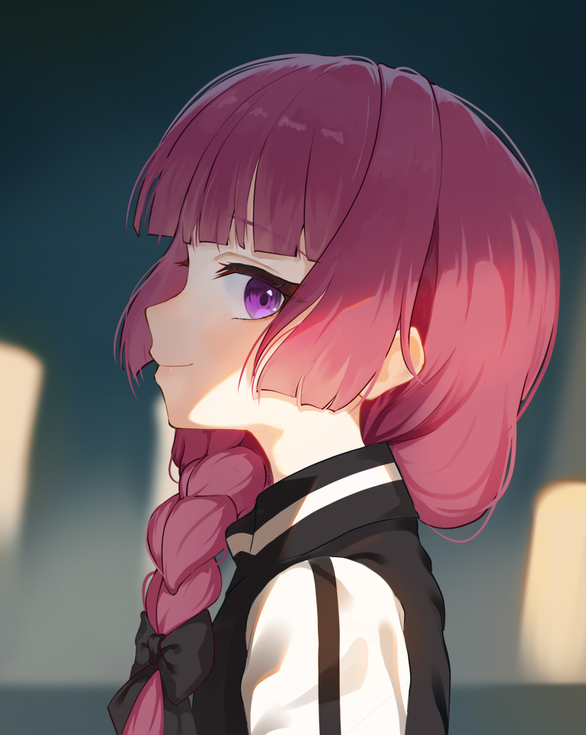 1girl, absurdres, agm, black_bow, black_jacket, blurry, blurry_background, bocchi_the_rock!