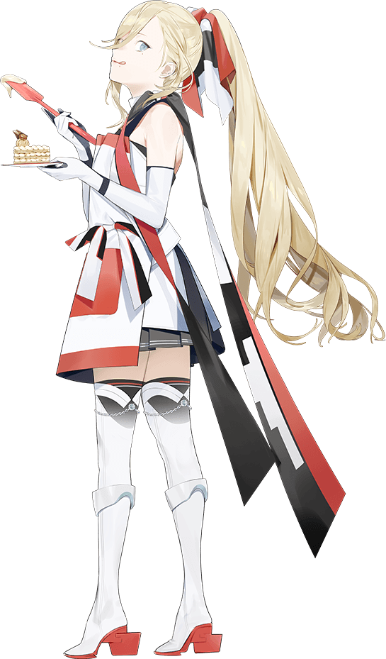 1girl, akira_(kadokawa), apron, blonde_hair, blue_eyes, boots, cake, commentary_request