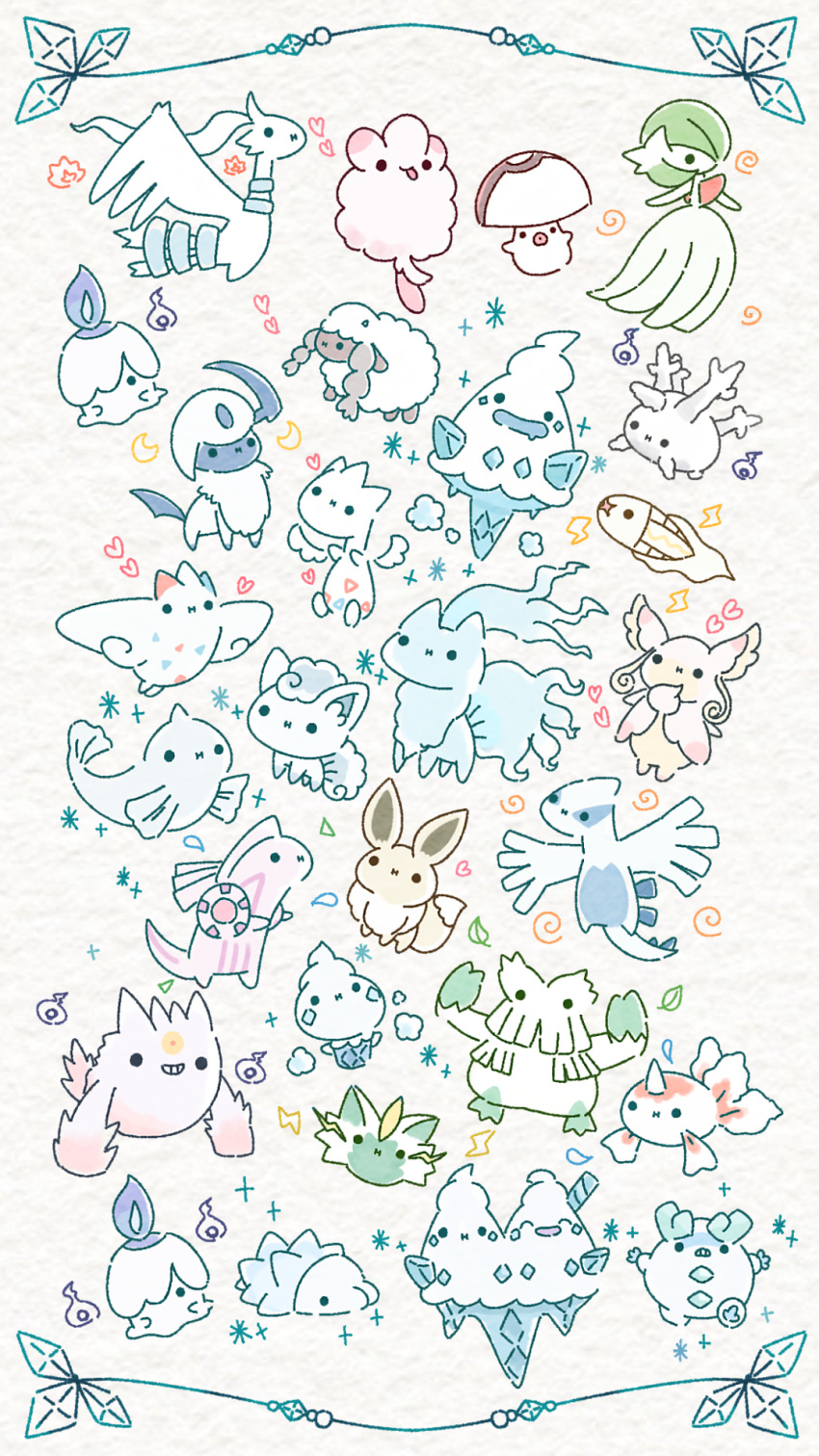 1girl, :i, ^_^, abomasnow, absol, alolan_ninetales, alolan_vulpix, alternate_color